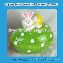 Precioso tanque de almacenamiento de conejo de Pascua de cerámica